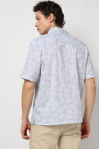 Light Blue Floral Print Relaxed Fit Half Sleeve Shirt - Shirt - 240728467