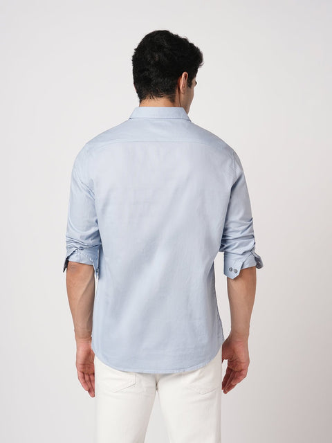 LIGHT BLUE PLAIN DOBBY SHIRT-Shirt - 260134325