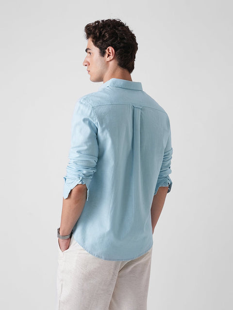 LIGHT BLUE PLAIN SLUB SHIRT-Shirt - 260134970