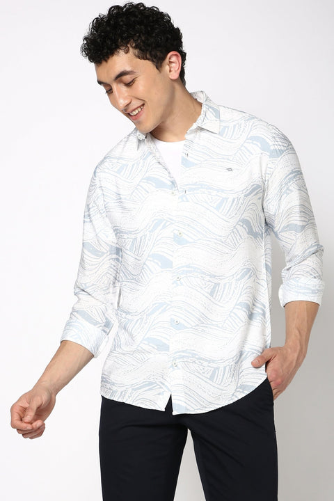 Light Blue Printed Shirt - Shirt - 240527901