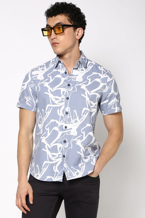 Light Blue Printed Shirt - Shirt - 240628165