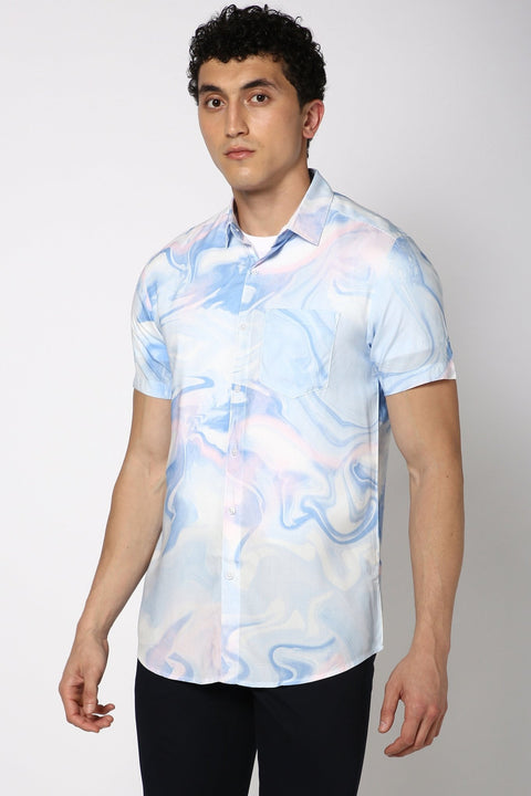 Light Blue Printed Shirt - Shirt - 230725358