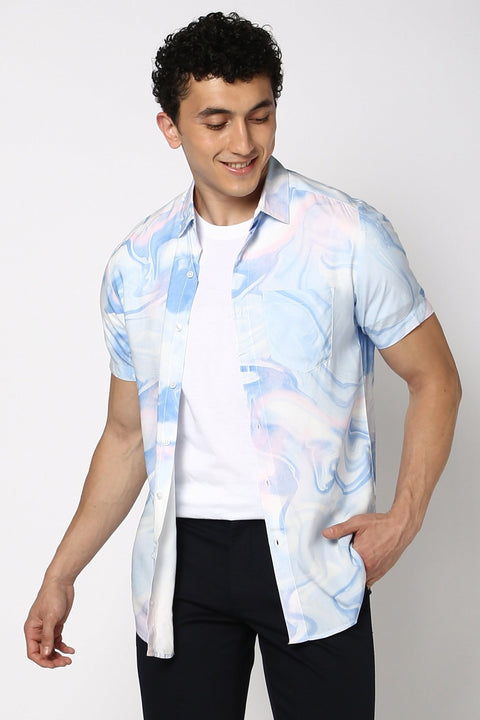 Light Blue Printed Shirt - Shirt - 230725358