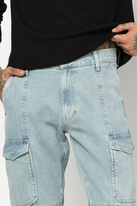 LIGHT BLUE RELAXED FIT CARGO - Cargo - 250310037