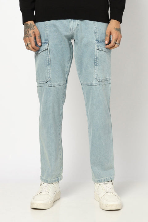 LIGHT BLUE RELAXED FIT CARGO - Cargo - 250310037