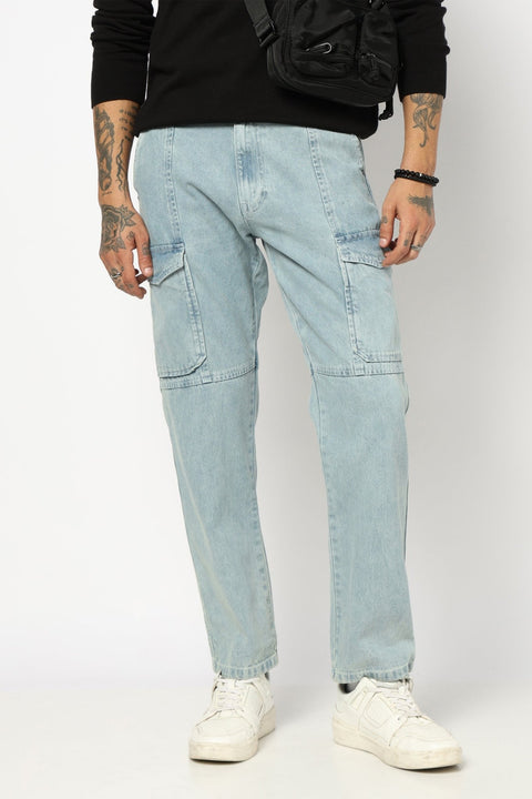 LIGHT BLUE RELAXED FIT CARGO - Cargo - 250310037