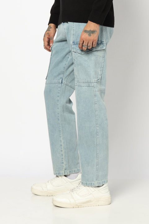 LIGHT BLUE RELAXED FIT CARGO - Cargo - 250310037