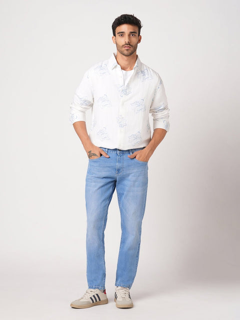 LIGHT BLUE SLIM FIT WASHED DENIM - Jeans - 251210960