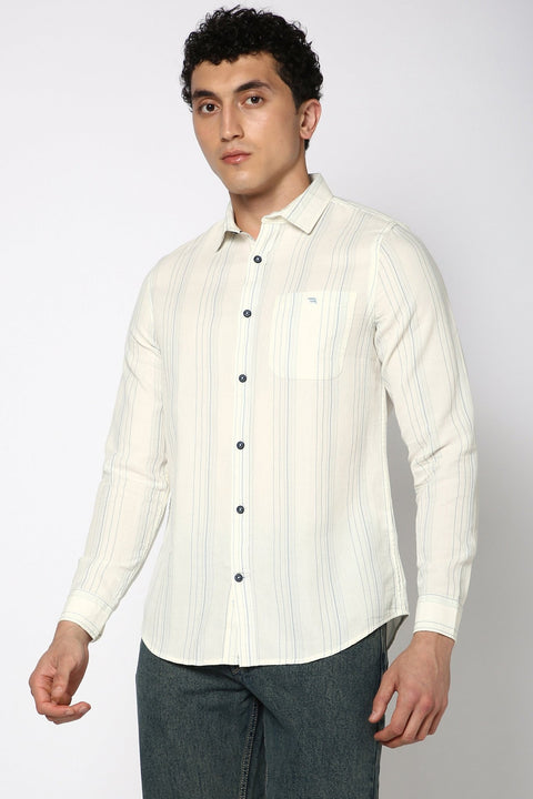 Light Blue Striped Cotton Shirt - Shirt - 240527805