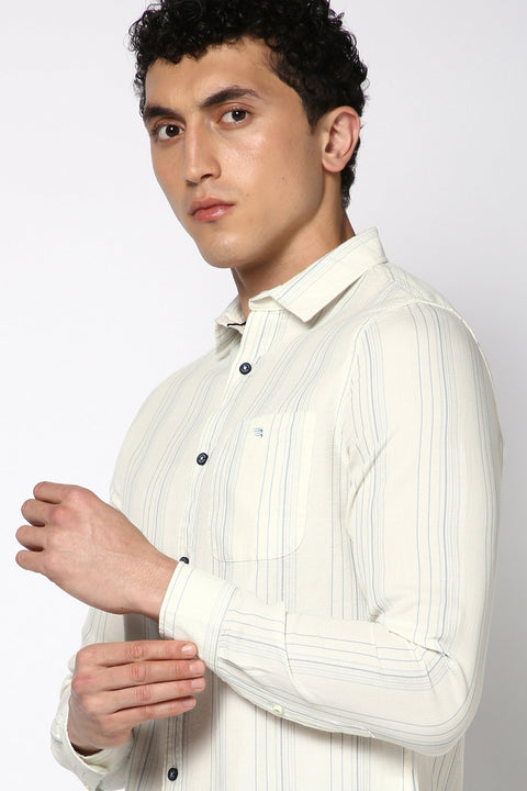 Light Blue Striped Cotton Shirt - Shirt - 240527805