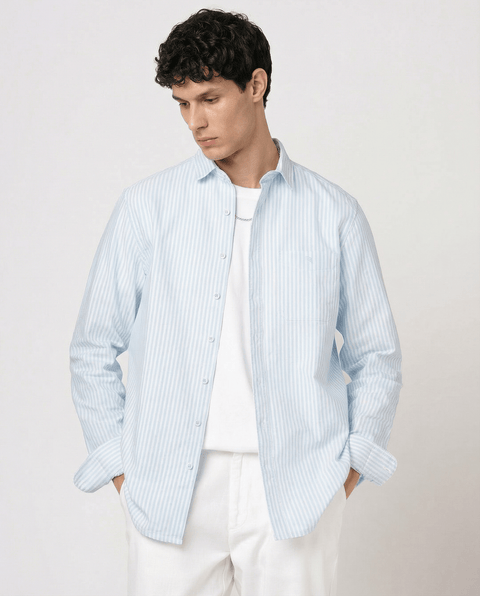 LIGHT BLUE STRIPED OXFORD SHIRT-Shirt - 251033150