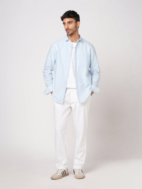LIGHT BLUE STRIPED OXFORD SHIRT-Shirt - 251033150