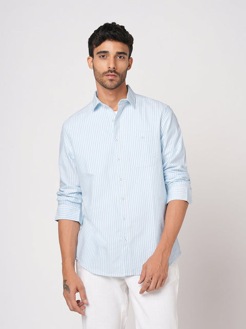 LIGHT BLUE STRIPED OXFORD SHIRT-Shirt - 251033150
