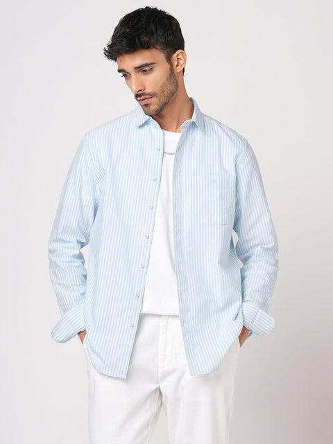 LIGHT BLUE STRIPED OXFORD SHIRT-Shirt - 251033150