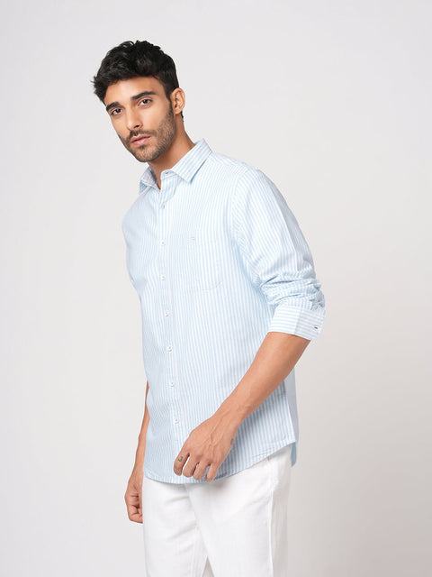 LIGHT BLUE STRIPED OXFORD SHIRT-Shirt - 251033150