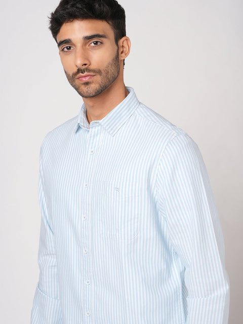 LIGHT BLUE STRIPED OXFORD SHIRT-Shirt - 251033150