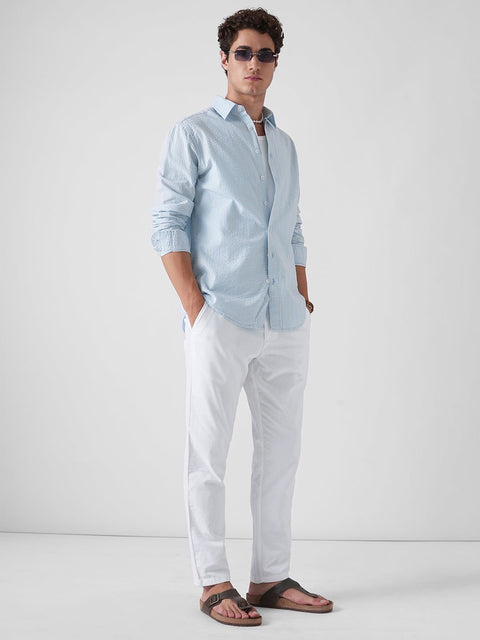 LIGHT BLUE STRIPED SEER SUCKER SHIRT-Shirt - 260235185