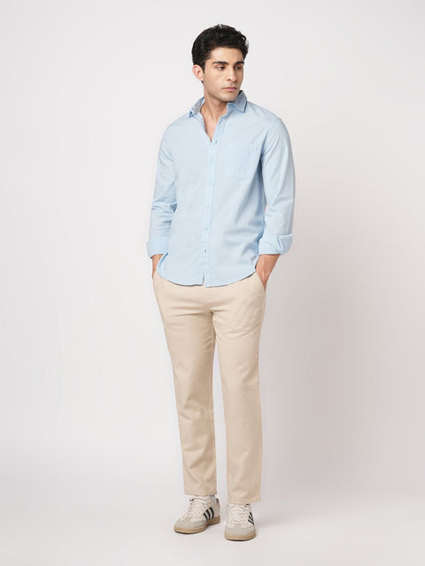 LIGHT BLUE TAILORED FIT COTTON SHIRT-Shirt - 260134420