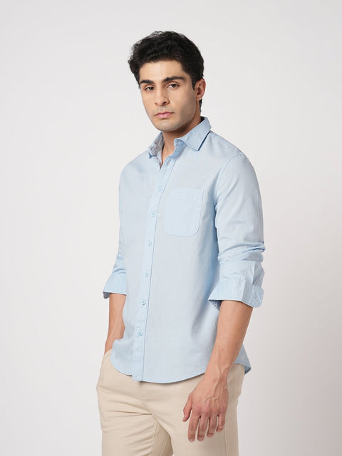LIGHT BLUE TAILORED FIT COTTON SHIRT-Shirt - 260134420