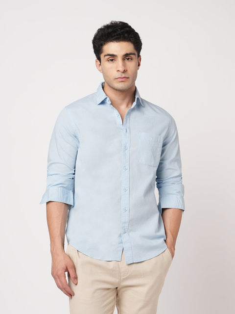 LIGHT BLUE TAILORED FIT COTTON SHIRT-Shirt - 260134420