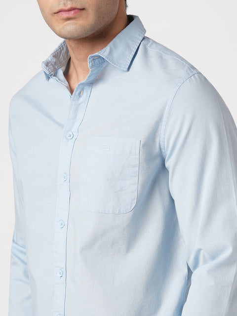 LIGHT BLUE TAILORED FIT COTTON SHIRT-Shirt - 260134420