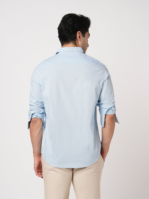 LIGHT BLUE TAILORED FIT COTTON SHIRT-Shirt - 260134420