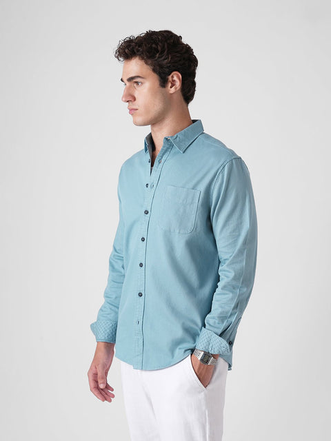 LIGHT BLUE TAILORED PLAIN DOBBY SHIRT-Shirt - 251033400