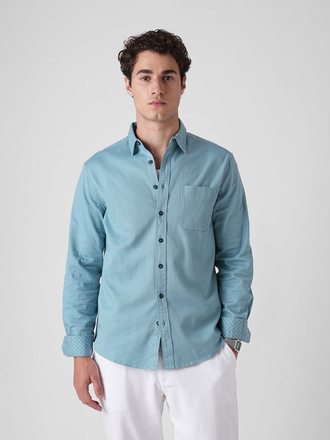 LIGHT BLUE TAILORED PLAIN DOBBY SHIRT-Shirt - 251033400