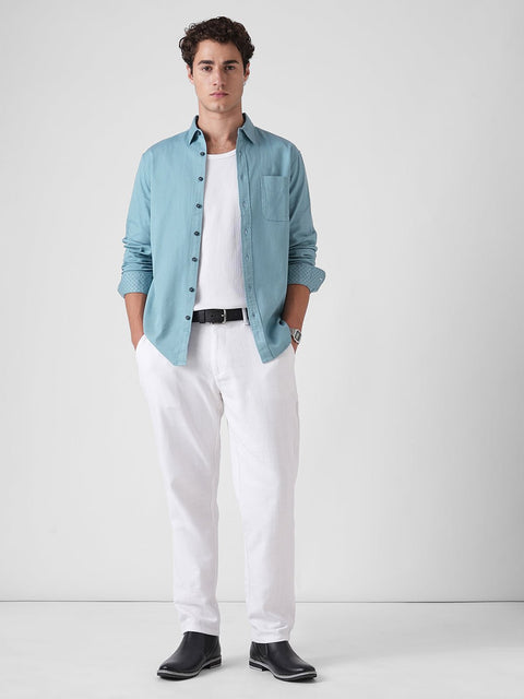 LIGHT BLUE TAILORED PLAIN DOBBY SHIRT-Shirt - 251033400