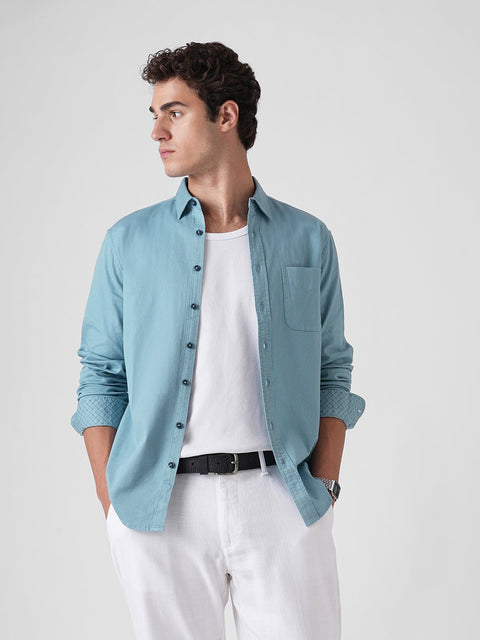 LIGHT BLUE TAILORED PLAIN DOBBY SHIRT-Shirt - 251033400