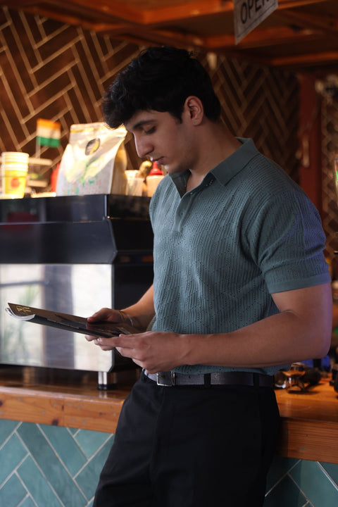 Light Green Flatknit Polo - T shirts - 2505301170