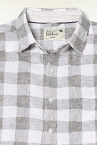 LIGHT GREY BUFFALO CHECKERED HALF SLEEVE LINEN SHIRT-Shirt - 250631447