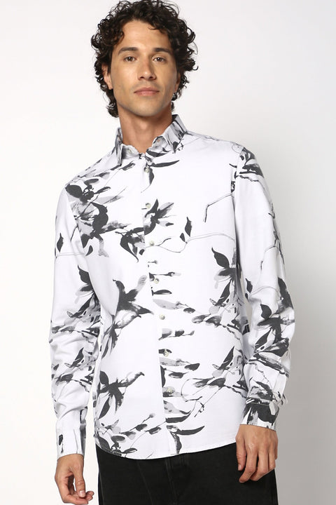 Light Grey Cotton Printed Shirt - Shirt - 241129673