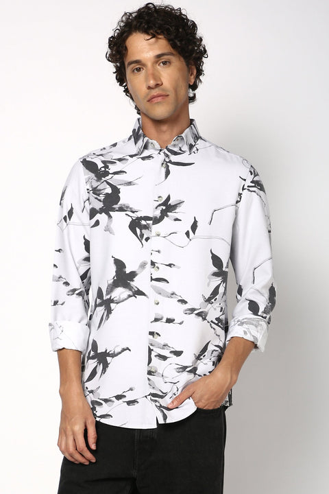 Light Grey Cotton Printed Shirt - Shirt - 241129673