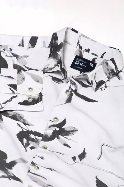 Light Grey Cotton Printed Shirt - Shirt - 241129673