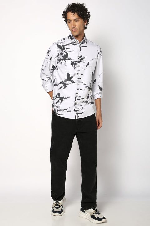 Light Grey Cotton Printed Shirt - Shirt - 241129673