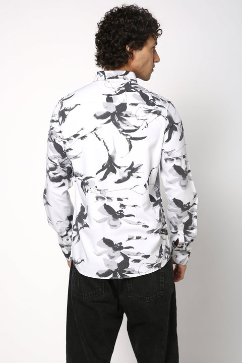 Light Grey Cotton Printed Shirt - Shirt - 241129673