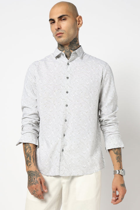 LIGHT GREY FLORAL PRINTED SHIRT-Shirt - 241129798