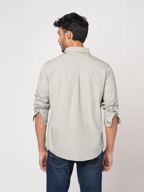 LIGHT GREY SELF STRIPE SHIRT-Shirt - 251033515