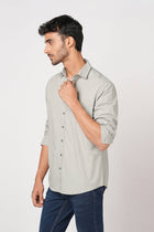 LIGHT GREY SELF STRIPE SHIRT-Shirt - 251033515