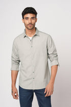 LIGHT GREY SELF STRIPE SHIRT-Shirt - 251033515