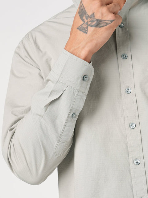 LIGHT GREY SELF STRIPE SHIRT-Shirt - 251033515