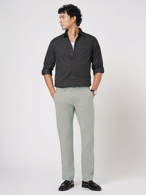 LIGHT GREY SLIM DOBBY TROUSER - Trousers - 251041361