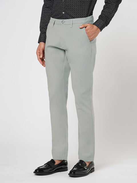 LIGHT GREY SLIM DOBBY TROUSER - Trousers - 251041361