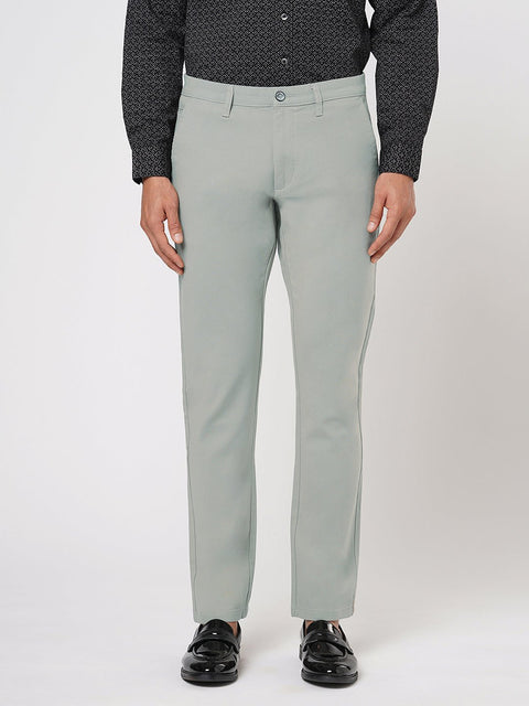 LIGHT GREY SLIM DOBBY TROUSER - Trousers - 251041361