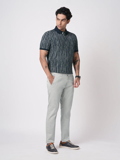 LIGHT GREY SLIM FIT DOBBY TROUSER - Trousers - 251041331