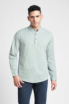 Light Grey Solid Cotton Shirt Kurta - Kurta - 240126593
