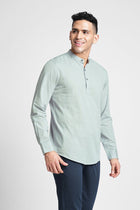 Light Grey Solid Cotton Shirt Kurta - Kurta - 240126593