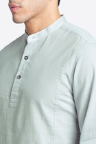 Light Grey Solid Cotton Shirt Kurta - Kurta - 240126593