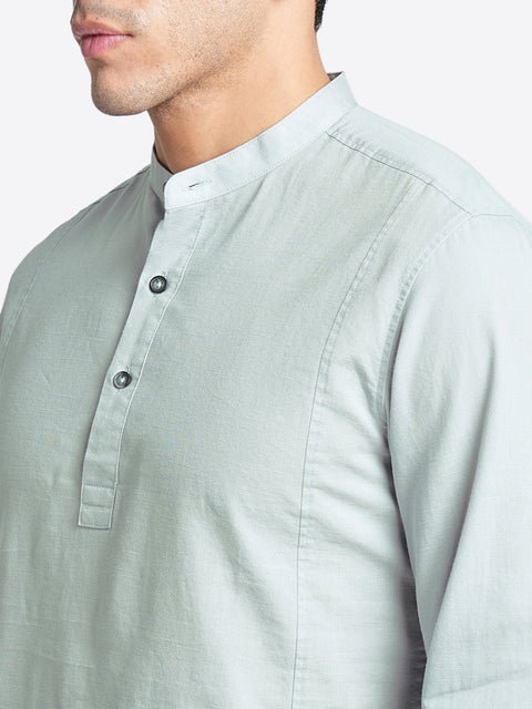 Light Grey Solid Cotton Shirt Kurta - Kurta - 240126593